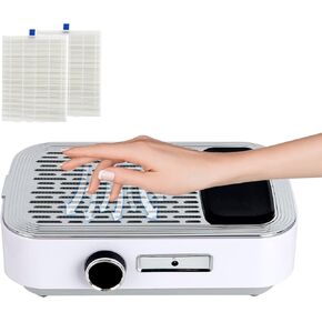 Ownsig Nail Vacuum Dust Collector 80W Nail Dust Collector for Acrylic Nails Rechargeable Nail Dust Extractor with 2pcs Reusable Filter Nail Ventilation System for Nail Salon White in Kuwait