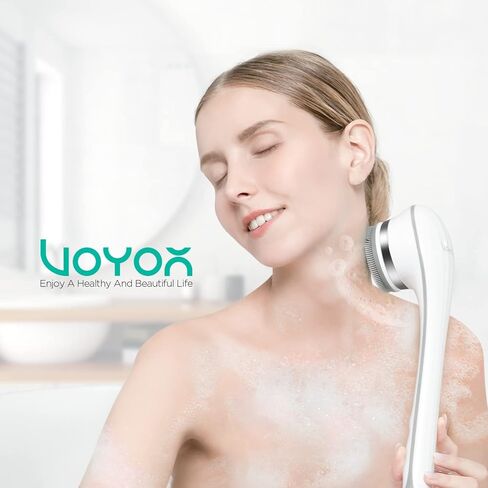 فرشاة الجسم الكهربائية VOYOR، فرشاة تنظيف الظهر للاستحمام، فرشاة حمام قابلة لإعادة الشحن، فرشاة استحمام تعمل بالطاقة مع مقبض طويل غير قابل للانزلاق للتنظيف العميق، التقشير، فرشاة تدليك تدور BC100 (رمادي) in Kuwait