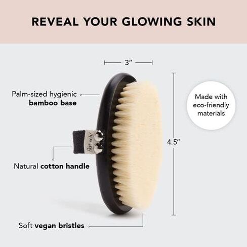 Kitsch Exfoliating Body Scrubber - Soft Vegan Bristle Dry Brush for Sensitive Skin | Gentle Back Scrubber Shower Brush | Dry Brushing Body Brush | Shower Scrubber for Body Exfoliator & Massage, 1count in Kuwait