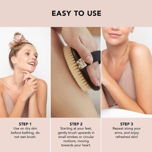 Kitsch Exfoliating Body Scrubber - Soft Vegan Bristle Dry Brush for Sensitive Skin | Gentle Back Scrubber Shower Brush | Dry Brushing Body Brush | Shower Scrubber for Body Exfoliator & Massage, 1count in Kuwait