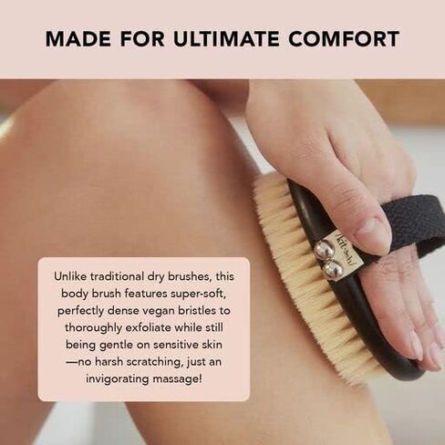 Kitsch Exfoliating Body Scrubber - Soft Vegan Bristle Dry Brush for Sensitive Skin | Gentle Back Scrubber Shower Brush | Dry Brushing Body Brush | Shower Scrubber for Body Exfoliator & Massage, 1count in Kuwait