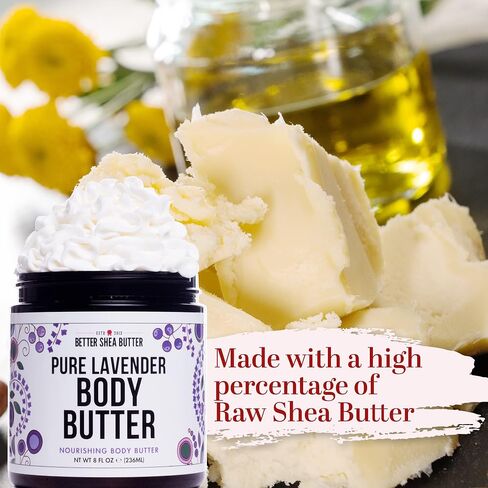 Deep Moisture LAVENDER Body Butter for Dry Skin Relief | with Raw Shea Butter | Body Cream for Women | No Artificial Fragrances | 8 oz in Saudi Arabia