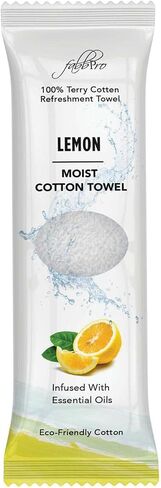 Oshibori Moist Terry Cotton Refreshment Towels (25 Pack, 8 x 8 Inches) - White Scented Pre-moistened Towel to Use Hot or Cold (Eucalyptus) in Saudi Arabia