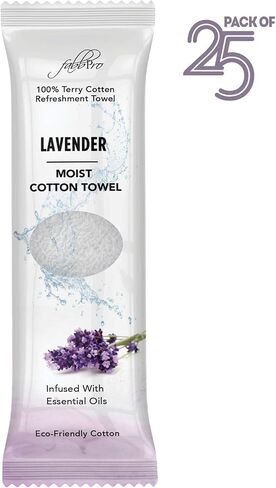 Oshibori Moist Terry Cotton Refreshment Towels (25 Pack, 8 x 8 Inches) - White Scented Pre-moistened Towel to Use Hot or Cold (Eucalyptus) in Saudi Arabia
