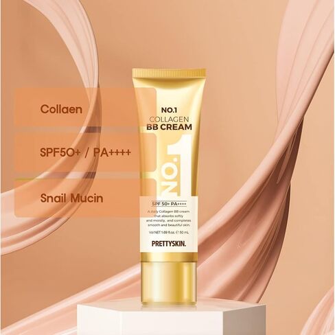 كريم بي بي للوجه بالكولاجين المضاد للتجاعيد من بريتي سكين رقم 1 مع عامل حماية من الشمس SPF50+ / PA++++ (1.69 أونصة سائلة) أكسيد الزنك وثاني أكسيد التيتانيوم in Saudi Arabia