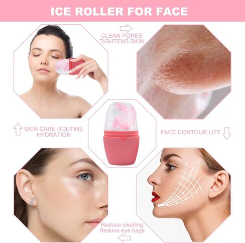 Ice Face Roller, Brighten Skin, Reusable Ice Mold for Face, Ice for Face to Tighten Skin, Silicone Ice Holder for Face, Icing Skincare Gift for Women (Black) in Saudi Arabia