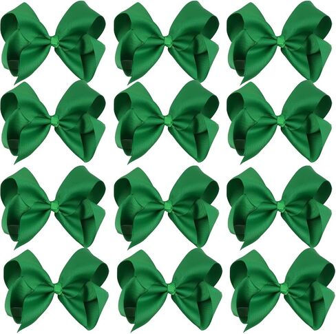 Large Boutique Hair Bows 6 Inch Cheerleading Cheerleader Cheer Bow Alligator Clips(Apple Green) in Saudi Arabia