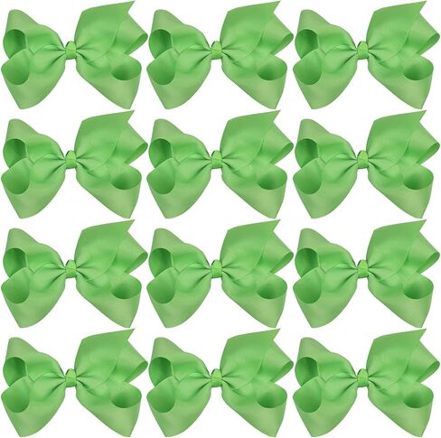 Large Boutique Hair Bows 6 Inch Cheerleading Cheerleader Cheer Bow Alligator Clips(Apple Green) in Saudi Arabia