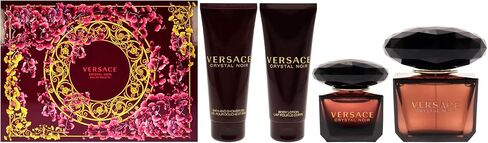 Versace Versace Crystal Noir 3oz EDT Spray, 3.4oz Bath & Shower Gel, 3.4oz Body Lotion, 5ml EDT Splash Mini Women 4 Pc Gift Set in Saudi Arabia