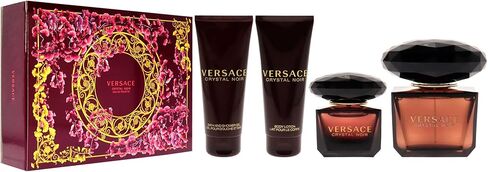 Versace Versace Crystal Noir 3oz EDT Spray, 3.4oz Bath & Shower Gel, 3.4oz Body Lotion, 5ml EDT Splash Mini Women 4 Pc Gift Set in Saudi Arabia