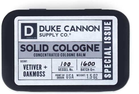 Duke Cannon Supply Co. Solid Cologne for Men Special Issue Vetiver + Oakmoss (Fresh Air, Sandalwood) - Concentrated Balm, Travel-Friendly Tin, Made with Natural & Organic Ingredients 1.5 oz (1 unit) in Saudi Arabia