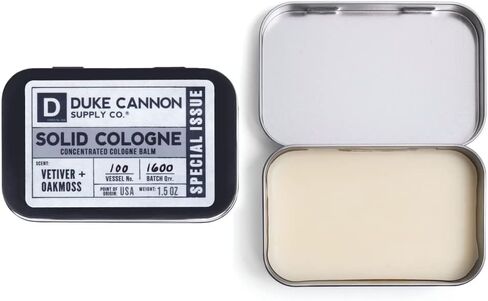 Duke Cannon Supply Co. Solid Cologne for Men Special Issue Vetiver + Oakmoss (Fresh Air, Sandalwood) - Concentrated Balm, Travel-Friendly Tin, Made with Natural & Organic Ingredients 1.5 oz (1 unit) in Saudi Arabia