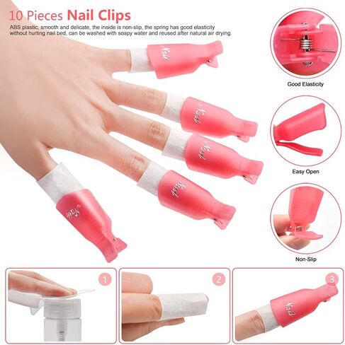 Yagoyan Gel Nail Polish Remover Kit, with Polish Remover Nail Clips, Pump Dispenser, Lint Free Nail Wipes, Cuticle Pusher, Nail Files and Buffers, Nail Brush, Professional Acrylic Nail Remover Kit in Saudi Arabia