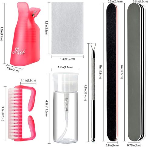 Yagoyan Gel Nail Polish Remover Kit, with Polish Remover Nail Clips, Pump Dispenser, Lint Free Nail Wipes, Cuticle Pusher, Nail Files and Buffers, Nail Brush, Professional Acrylic Nail Remover Kit in Saudi Arabia