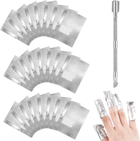 100 Pcs Nail Polish Remover Foil Nail Wraps Soak off Foils Cotton Pads Aluminium with Cuticle Pusher Aluminium Foil Nail Remover with Pre-attached Lint-free Pads100 Pcs Foil Nail Wraps Soak off Foils in Saudi Arabia