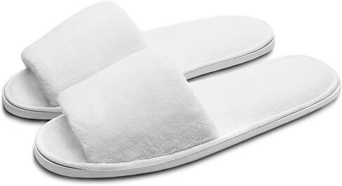 echoapple 5 Pairs of Deluxe Open Toe White Slippers for Spa, Party Guest, Hotel and Travel (Medium, White-5 Pairs) in Saudi Arabia