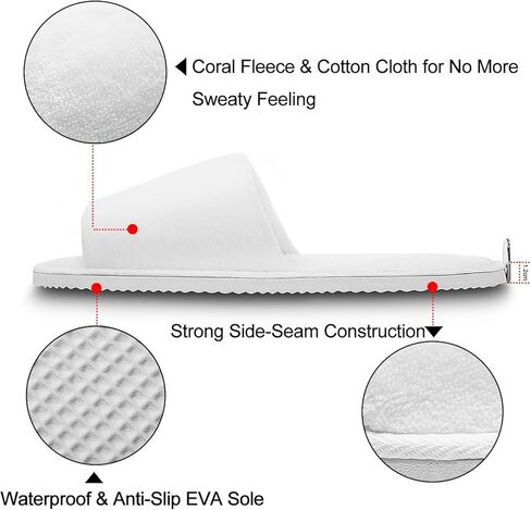 echoapple 5 Pairs of Deluxe Open Toe White Slippers for Spa, Party Guest, Hotel and Travel (Medium, White-5 Pairs) in Saudi Arabia