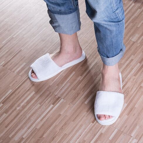 echoapple 5 Pairs of Deluxe Open Toe White Slippers for Spa, Party Guest, Hotel and Travel (Medium, White-5 Pairs) in Saudi Arabia
