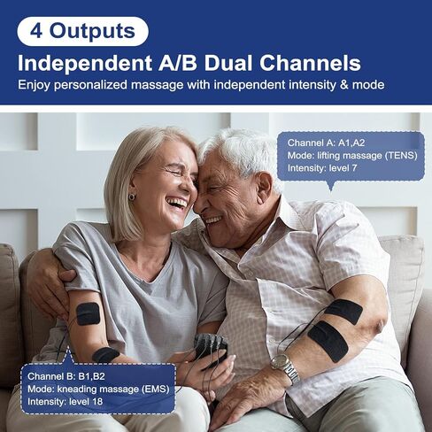 4 Output Dual Channel TENS Unit Muscle Stimulator, 40 Level Intensity 24 Modes Machine for Pain Relief Therapy, Rechargeable Electric Pulse Massager with 10 Electrode Pads for Knee, Back Pain etc in Kuwait