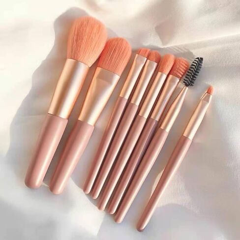 Makeup Brushes 8 Pieces Makeup Brush Set, Makeup Brushes Foundation Blend Blush Concealer Eye Shadow Blend Eye Liner Makeup Brush Set for Travel Makeup Bag (Apricot) in Kuwait