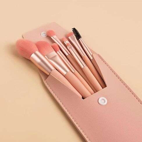 Makeup Brushes 8 Pieces Makeup Brush Set, Makeup Brushes Foundation Blend Blush Concealer Eye Shadow Blend Eye Liner Makeup Brush Set for Travel Makeup Bag (Apricot) in Kuwait