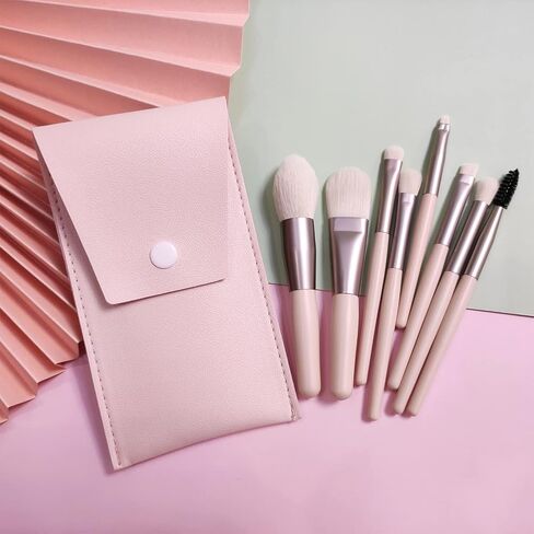 Makeup Brushes 8 Pieces Makeup Brush Set, Makeup Brushes Foundation Blend Blush Concealer Eye Shadow Blend Eye Liner Makeup Brush Set for Travel Makeup Bag (Apricot) in Kuwait