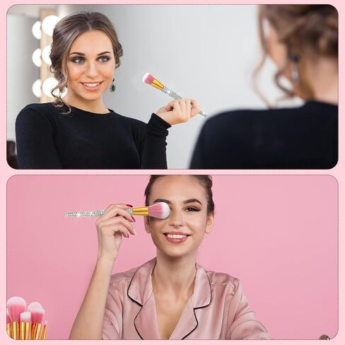 Rtteri 13 Pcs Rhinestone Makeup Brushes Set Bling Crystal Professional Face Cosmetics Blending Liquid Foundation Powder Concealer Eye Shadows Make up Beauty Tool Glitter with Holder (Black) in Saudi Arabia