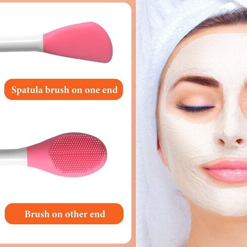 Silicone Brushes,Double-Ended Silicone Face Mask Brush,Facial Cleansing Brush, Premium Soft Facial Masks Other Skin Care Applicator Tool for Cream, Body Lotion,Moisturizer (Green+Pink) in Saudi Arabia