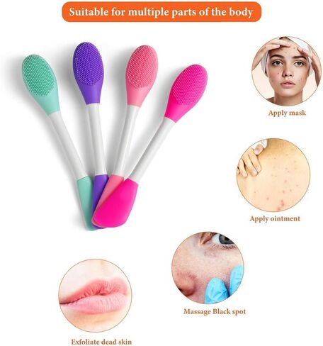 Silicone Brushes,Double-Ended Silicone Face Mask Brush,Facial Cleansing Brush, Premium Soft Facial Masks Other Skin Care Applicator Tool for Cream, Body Lotion,Moisturizer (Green+Pink) in Saudi Arabia