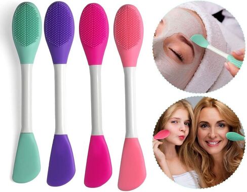 Silicone Brushes,Double-Ended Silicone Face Mask Brush,Facial Cleansing Brush, Premium Soft Facial Masks Other Skin Care Applicator Tool for Cream, Body Lotion,Moisturizer (Green+Pink) in Saudi Arabia