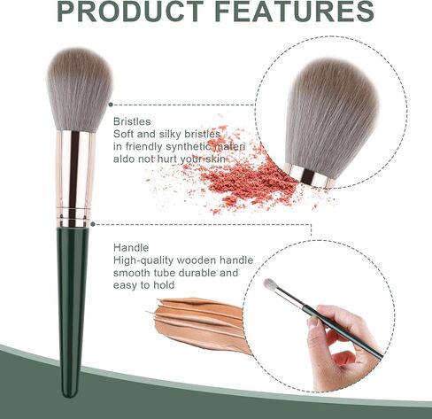 WLLHYF 14 Pieces Makeup Brushes Set, Flat Foundation Blending Make up Brushes, Premium Synthetic Foundation Powder Concealers Eye shadows Blush Makeup Brushes in Saudi Arabia