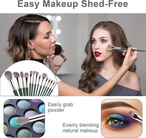 WLLHYF 14 Pieces Makeup Brushes Set, Flat Foundation Blending Make up Brushes, Premium Synthetic Foundation Powder Concealers Eye shadows Blush Makeup Brushes in Saudi Arabia