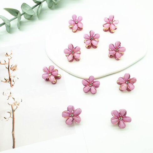 10 Pcs Mini Cute Flower-Shaped Hair Clips for Girls, Multicolor Crystal Hair Barrettes for Long Braid Hairstyles, Flower Hairpin for Women Hair Accessories (10 Pcs- Black) in Saudi Arabia