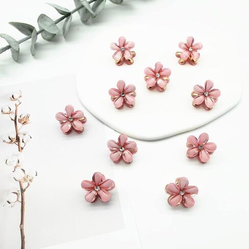 10 Pcs Mini Cute Flower-Shaped Hair Clips for Girls, Multicolor Crystal Hair Barrettes for Long Braid Hairstyles, Flower Hairpin for Women Hair Accessories (10 Pcs- Black) in Saudi Arabia