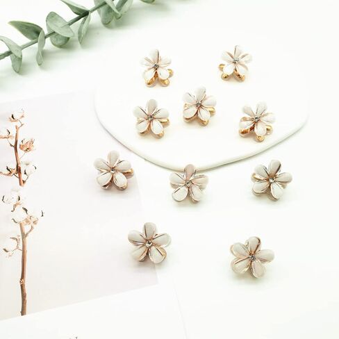10 Pcs Mini Cute Flower-Shaped Hair Clips for Girls, Multicolor Crystal Hair Barrettes for Long Braid Hairstyles, Flower Hairpin for Women Hair Accessories (10 Pcs- Black) in Saudi Arabia