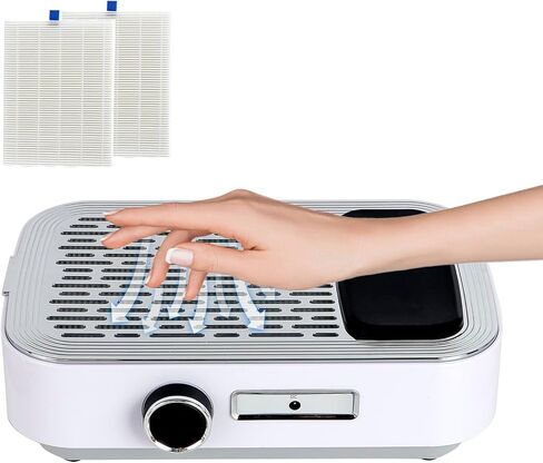 Ownsig Nail Vacuum Dust Collector 80W Nail Dust Collector for Acrylic Nails Rechargeable Nail Dust Extractor with 2pcs Reusable Filter Nail Ventilation System for Nail Salon White in Kuwait