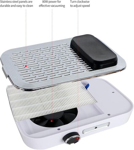 Ownsig Nail Vacuum Dust Collector 80W Nail Dust Collector for Acrylic Nails Rechargeable Nail Dust Extractor with 2pcs Reusable Filter Nail Ventilation System for Nail Salon White in Kuwait