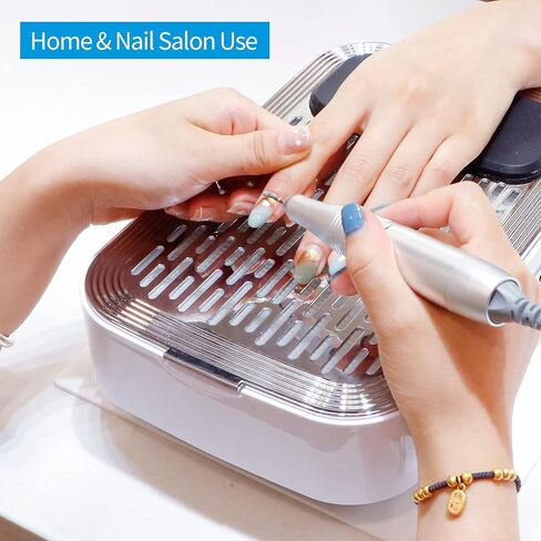 Ownsig Nail Vacuum Dust Collector 80W Nail Dust Collector for Acrylic Nails Rechargeable Nail Dust Extractor with 2pcs Reusable Filter Nail Ventilation System for Nail Salon White in Kuwait