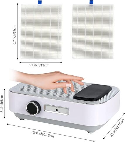 Ownsig Nail Vacuum Dust Collector 80W Nail Dust Collector for Acrylic Nails Rechargeable Nail Dust Extractor with 2pcs Reusable Filter Nail Ventilation System for Nail Salon White in Kuwait