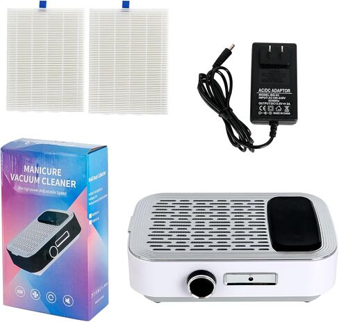 Ownsig Nail Vacuum Dust Collector 80W Nail Dust Collector for Acrylic Nails Rechargeable Nail Dust Extractor with 2pcs Reusable Filter Nail Ventilation System for Nail Salon White in Kuwait