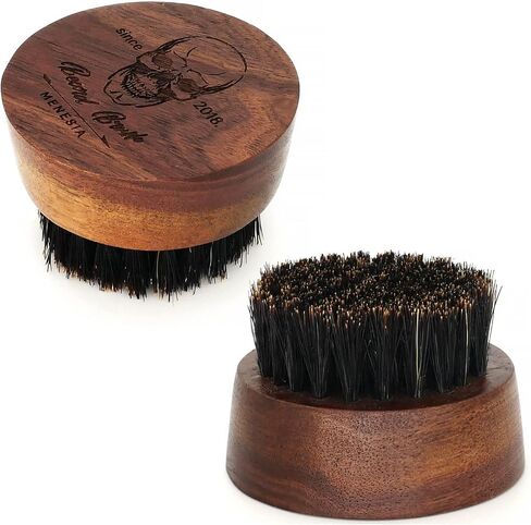 Boar Bristle Hair Beard Brush for Men, Small and Round Beard Brush, Pocket Travel Men's Wooden Mustache Brush (Skull) in Saudi Arabia