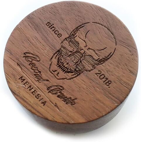 Boar Bristle Hair Beard Brush for Men, Small and Round Beard Brush, Pocket Travel Men's Wooden Mustache Brush (Skull) in Saudi Arabia