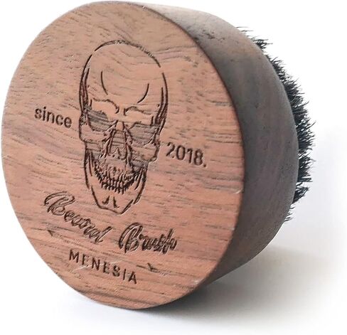 Boar Bristle Hair Beard Brush for Men, Small and Round Beard Brush, Pocket Travel Men's Wooden Mustache Brush (Skull) in Saudi Arabia