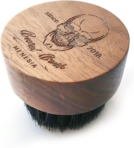 Boar Bristle Hair Beard Brush for Men, Small and Round Beard Brush, Pocket Travel Men's Wooden Mustache Brush (Skull) in Saudi Arabia