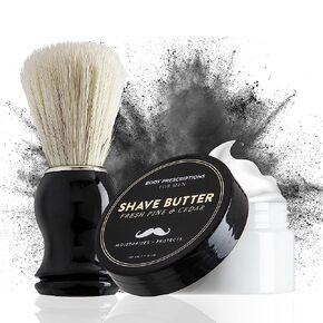 مجموعة الحلاقة للرجال من بودي بريسكريكشنز - مجموعة الحلاقة للرجال من خشب الصنوبر الطازج وزبدة الأرز وفرشاة الحلاقة وإكسسوارات الحلاقة وهدايا العطلات للرجال in Kuwait