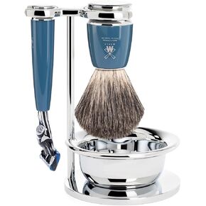MÜHLE RYTMO Black 4-piece Pure Badger 5-Blade Razor Modern Luxury Wet Shaving Set - Perfect for Every Day Use, Barbershop Quality Close Smooth Shave