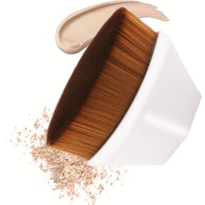 فرشاة مكياج TENMON، فرشاة مكياج كريم الأساس على شكل بتلة، فرشاة كابوكي مسطحة لمزج السوائل أو الكريم أو بودرة مستحضرات التجميل الخالية من العيوب، مثالية مع تصميم صندوق تخزين (أبيض) in Kuwait