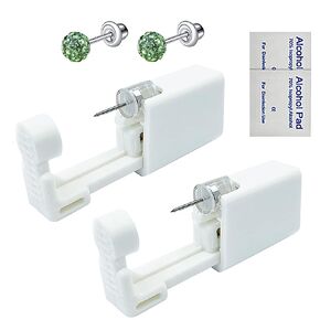 2 Pack Ear Piercing Kit, Self Ear Piercing Gun, Disposable Self Ear Piercing Kit Safety Ear Piercing Gun Kit Tool with 4mm Earring Studs