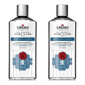 Cremo Rich-Lathering Blue Cedar & Cypress Body Wash, A Woodsy Scent with Notes of Lemon Peel, Cypress and Cedar, 16 Fl Oz (2-Pack)