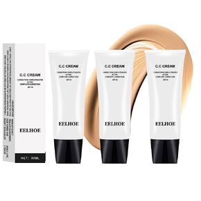 3PCS Skin Tone Adjusting CC Cream SPF 50,Cosmetics CC Cream SPF 50,Skin Tone Adjusting CC Cream,Primer Moisturizing Skin Concealer Brightening Skin Tone,Colour Correcting Self Adjusting for Mature Skin #Nature Color in Kuwait